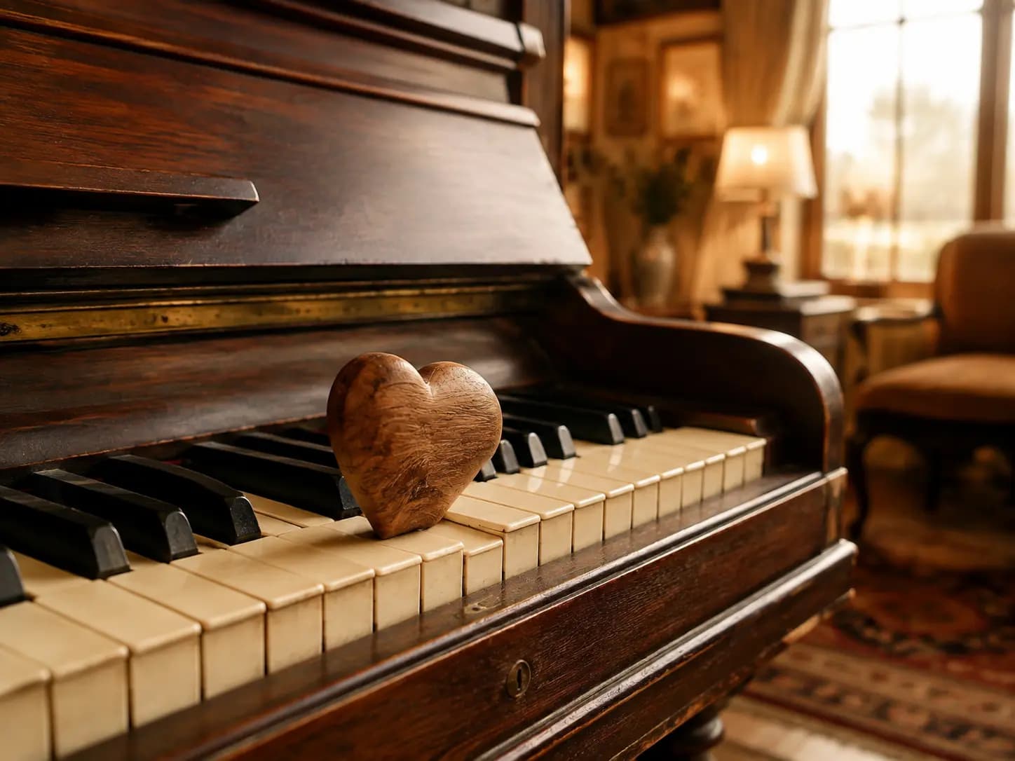 Piano com um coração, representando uma memória transformada em música